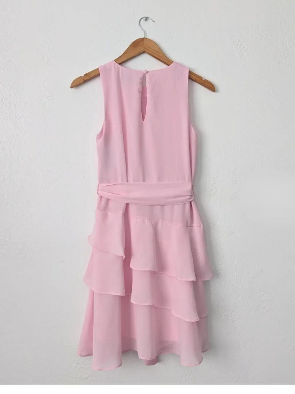 CeCe Blush Pink Tiered Fit & Flare Dress XS NWT